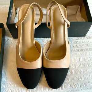 MIRAAZZURRA womens Pumps Nude w/black toe NWOT size 42/10 in US